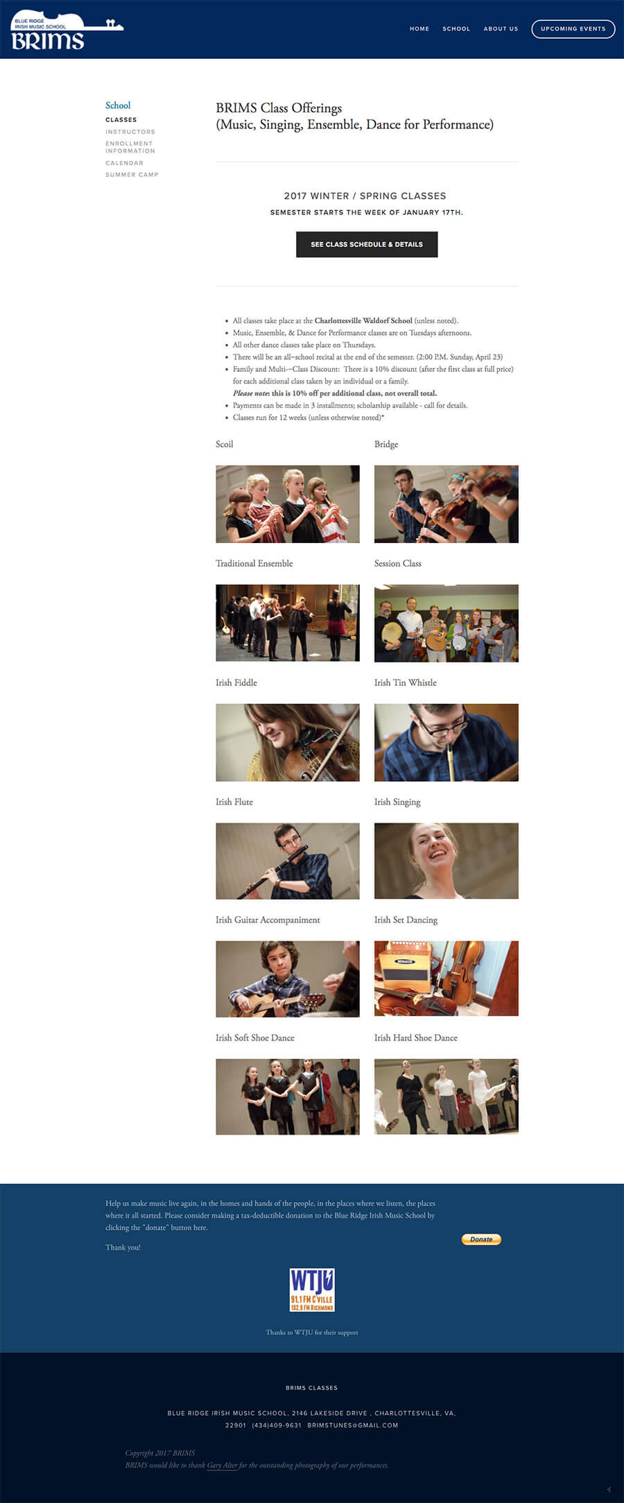 Blue Ridge Irish Music School Classes page