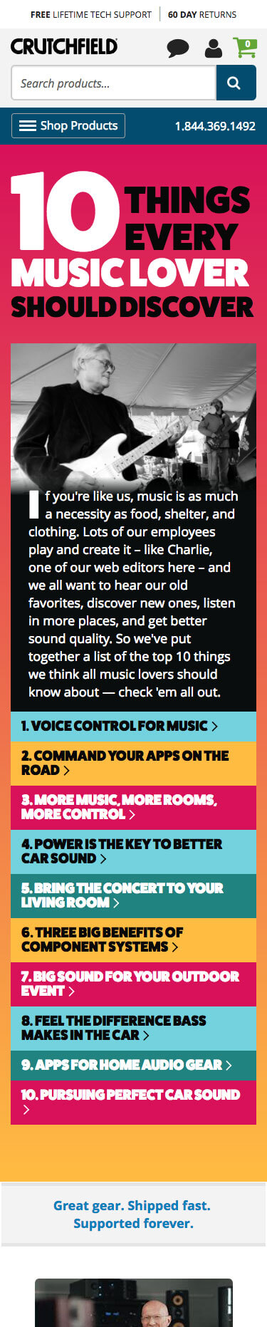 Ten Things full mobile page