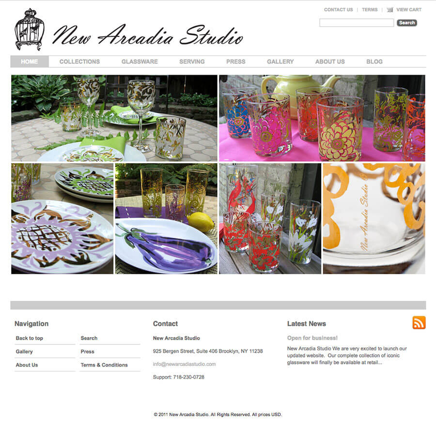 New Arcadia Store page